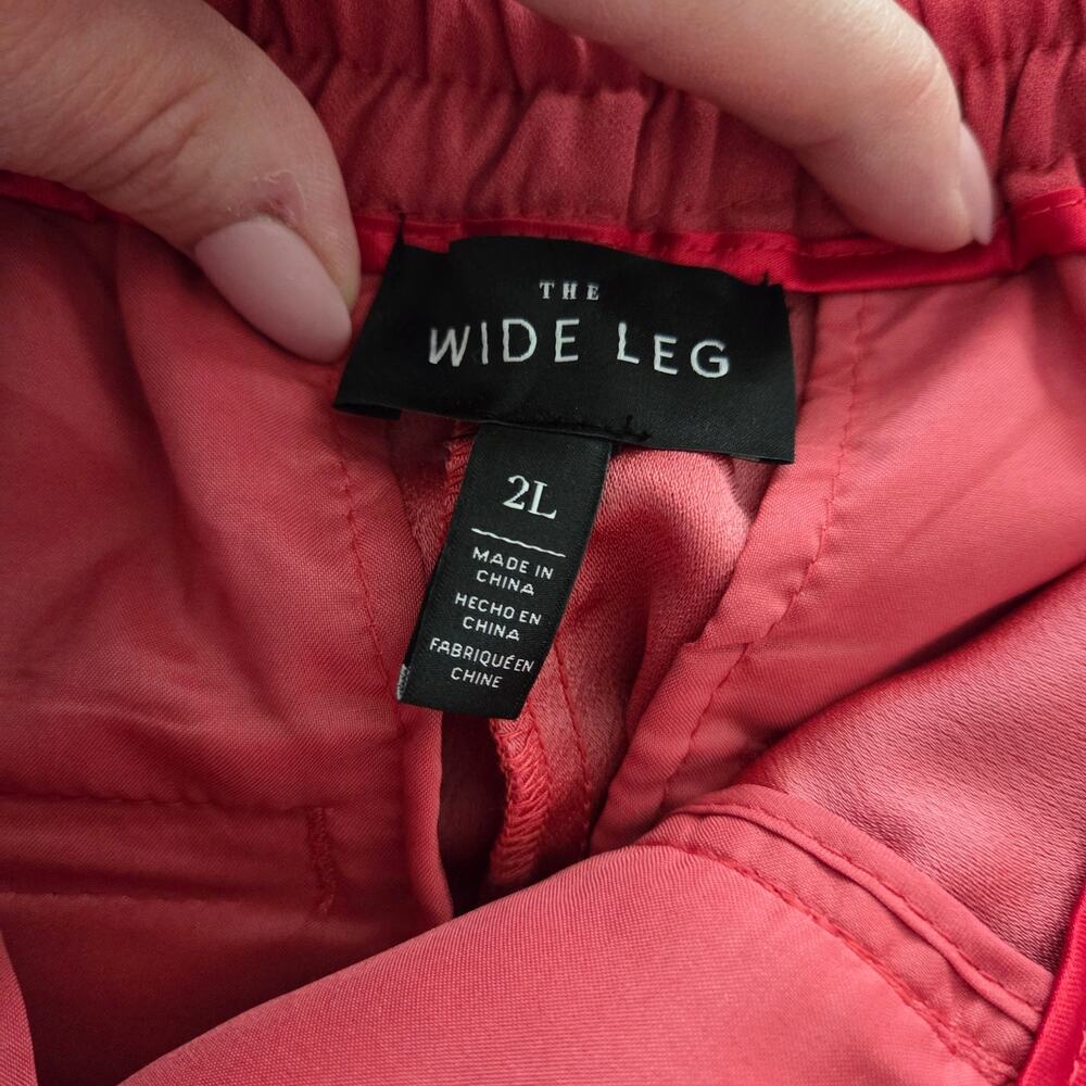 WHBM | The Wide Leg Watermelon Pink Center Press Trousers Pockets Long Tall - Picture 7 of 10